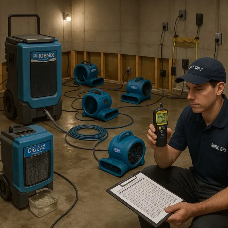 Structural Drying and Dehumidification process in Show Low, AZ